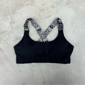 Figs Black Sports Bra with Gray Straps